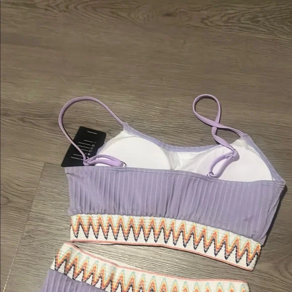 Purple Sporty Bikini with Orange tribal Crochet Trim - Picture 4 of 4
